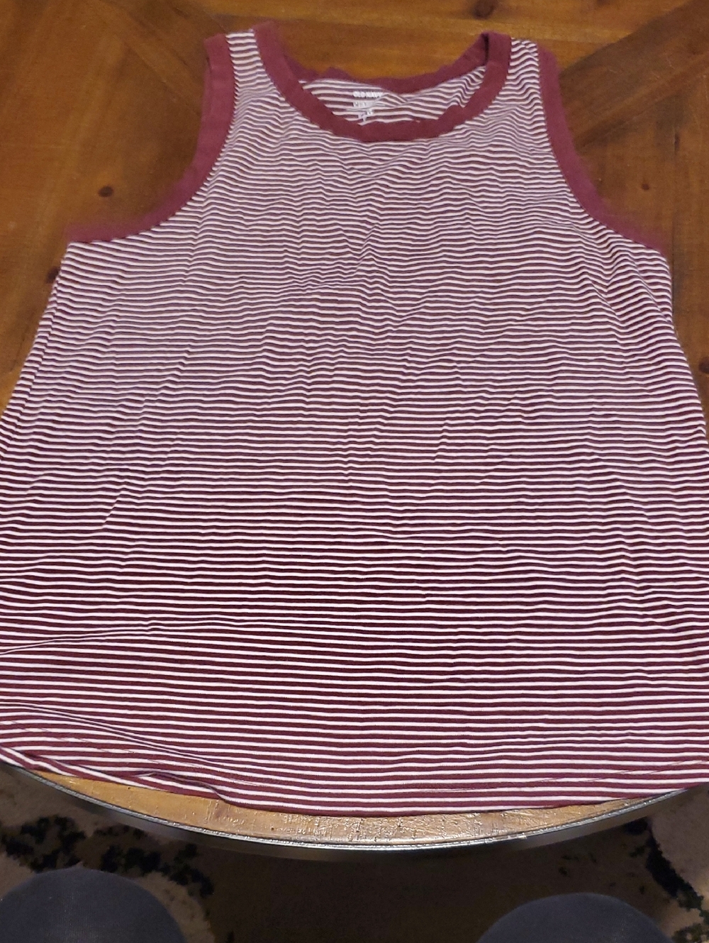 Old Navy Striped Burgundy and White Tank Top
